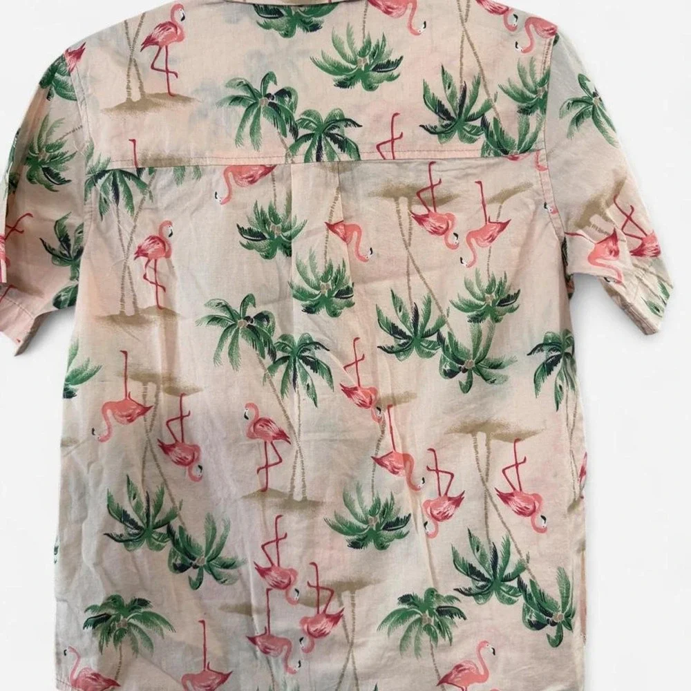 Old navy kids boys shirt pink flamingo M 8